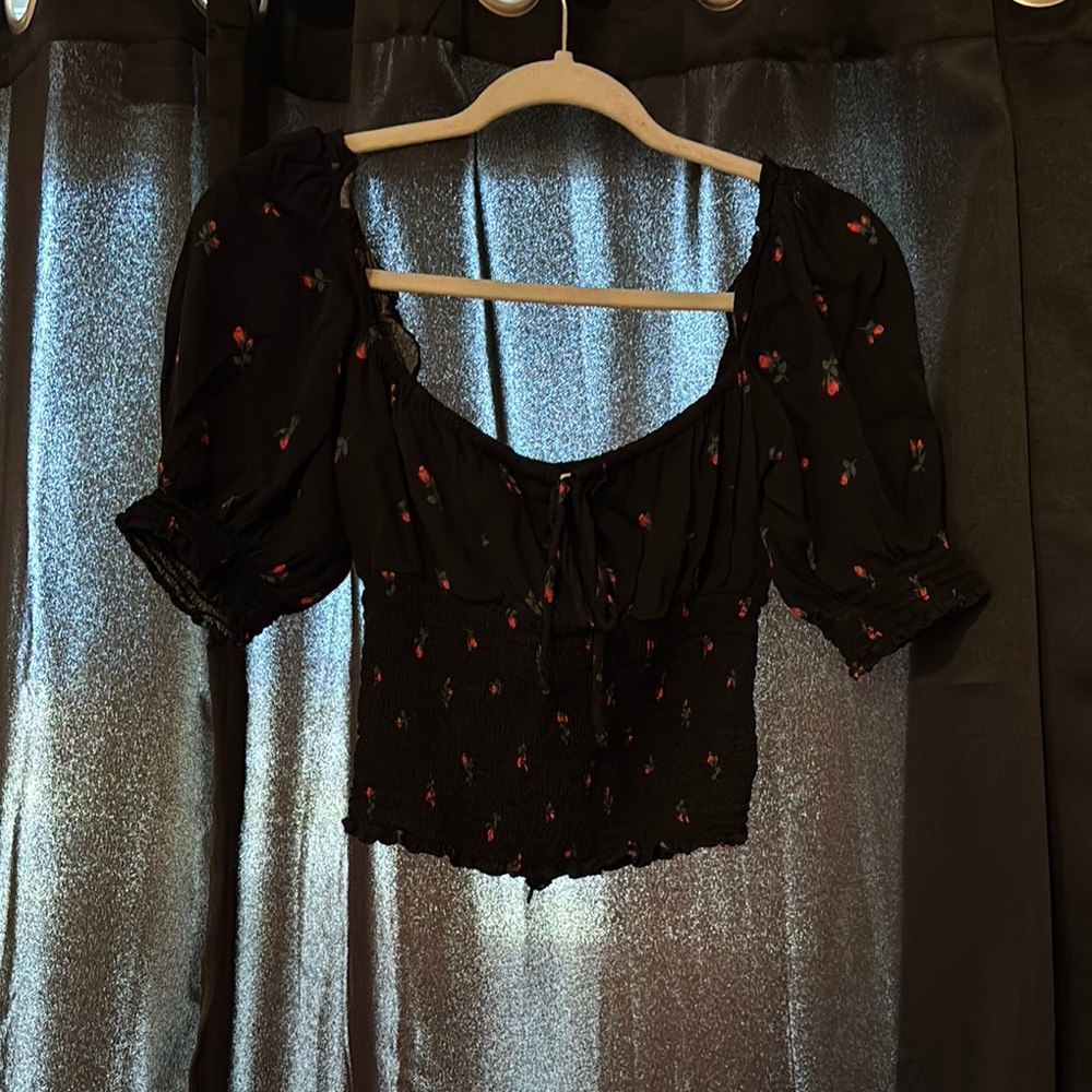 REFORMATION Black Floral Women's Top